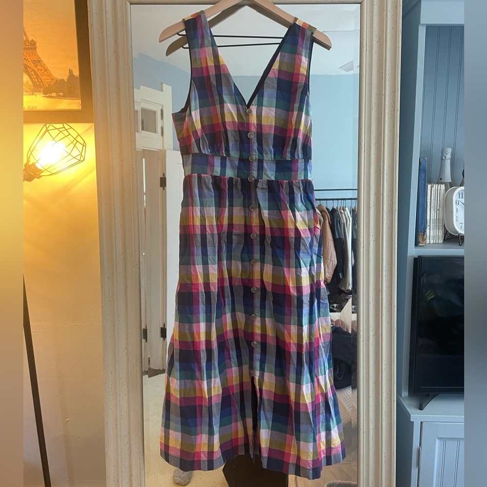 J. Crew Multicolor Plaid Midi Dress